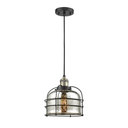 A large image of the Innovations Lighting 201C Large Bell Cage Black Antique Brass / Silver Plated Mercury
