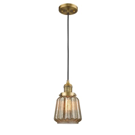 A large image of the Innovations Lighting 201C Chatham Brushed Brass / Mercury Fluted