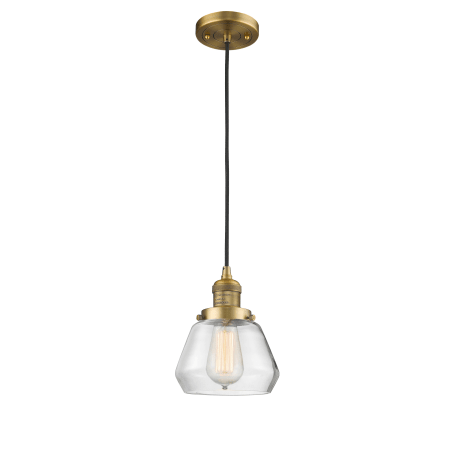 A large image of the Innovations Lighting 201C Fulton Brushed Brass / Clear