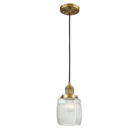 A large image of the Innovations Lighting 201C Colton Brushed Brass / Clear Halophane