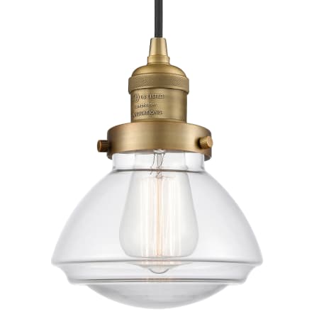 A large image of the Innovations Lighting 201C Olean Brushed Brass / Clear