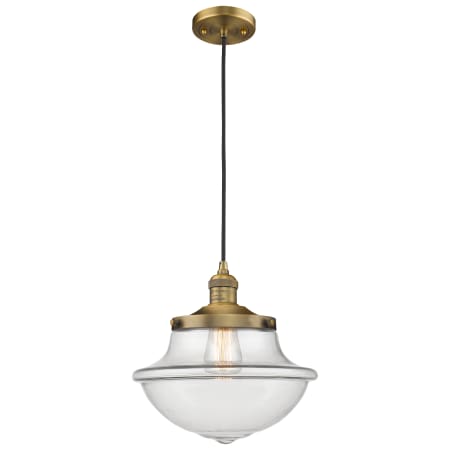 A large image of the Innovations Lighting 201C Oxford School House Brushed Brass / Clear