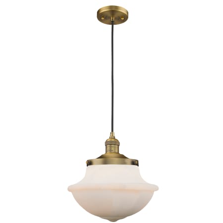 A large image of the Innovations Lighting 201C Oxford School House Brushed Brass / White
