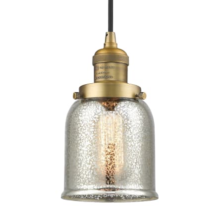 A large image of the Innovations Lighting 201C Small Bell Brushed Brass / Silver Mercury