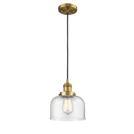 A large image of the Innovations Lighting 201C Large Bell Brushed Brass / Seedy