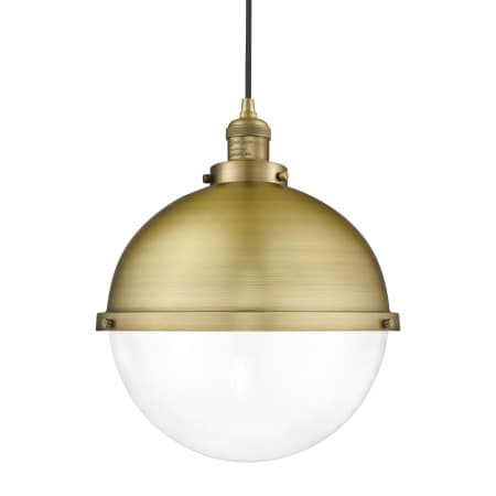 A large image of the Innovations Lighting 201C-16-13 Hampden Pendant Brushed Brass / Clear