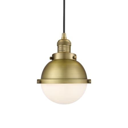 A large image of the Innovations Lighting 201C-10-7 Hampden Pendant Brushed Brass / Matte White