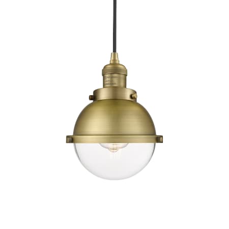 A large image of the Innovations Lighting 201C-10-7 Hampden Pendant Brushed Brass / Clear