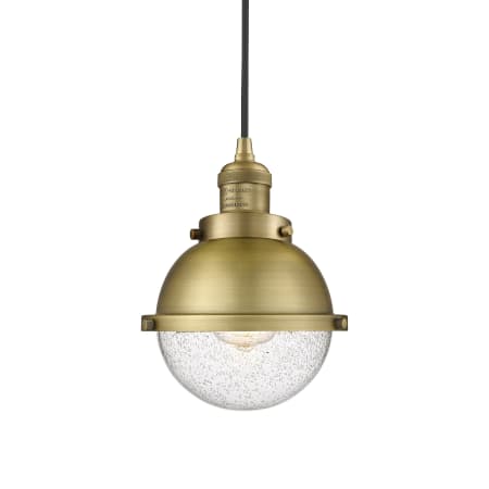 A large image of the Innovations Lighting 201C-10-7 Hampden Pendant Brushed Brass / Seedy