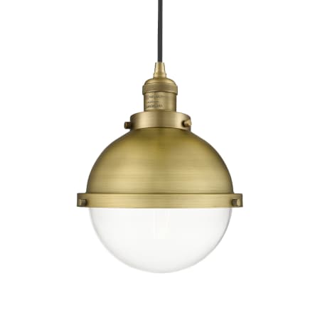 A large image of the Innovations Lighting 201C-12-9 Hampden Pendant Brushed Brass / Clear