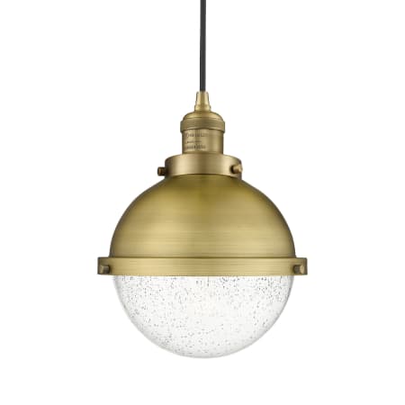 A large image of the Innovations Lighting 201C-12-9 Hampden Pendant Brushed Brass / Seedy