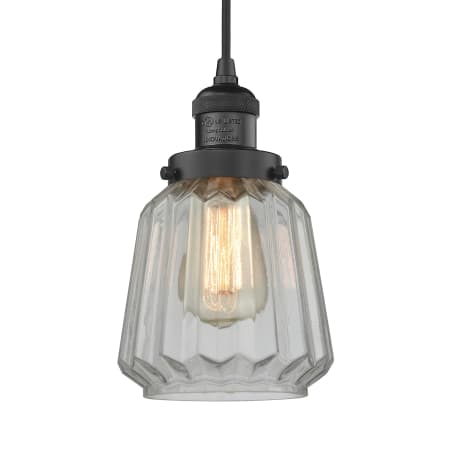 A large image of the Innovations Lighting 201C Chatham Matte Black / Clear