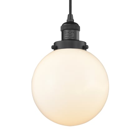 A large image of the Innovations Lighting 201C-8 Beacon Matte Black / Matte White Cased