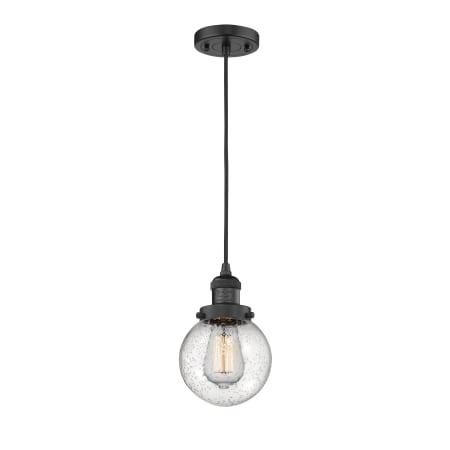 A large image of the Innovations Lighting 201C-6 Beacon Matte Black / Seedy