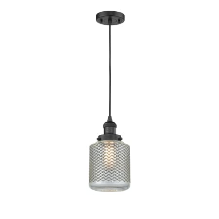 A large image of the Innovations Lighting 201C Stanton Matte Black / Clear Wire Mesh