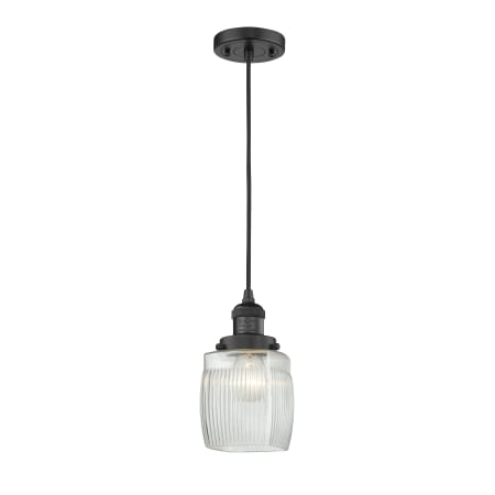 A large image of the Innovations Lighting 201C Colton Matte Black / Clear Halophane