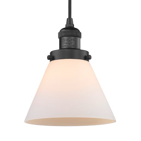 A large image of the Innovations Lighting 201C Large Cone Matte Black / Matte White Cased