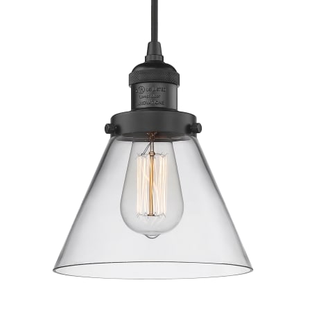 A large image of the Innovations Lighting 201C Large Cone Matte Black / Clear