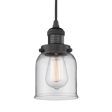 A large image of the Innovations Lighting 201C Small Bell Matte Black / Clear