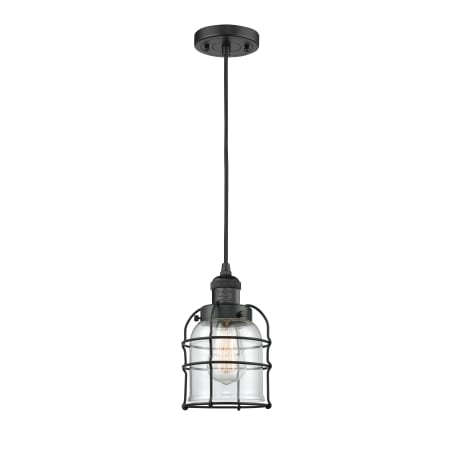 A large image of the Innovations Lighting 201C Small Bell Cage Matte Black / Clear