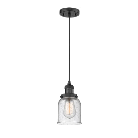 A large image of the Innovations Lighting 201C Small Bell Matte Black / Seedy