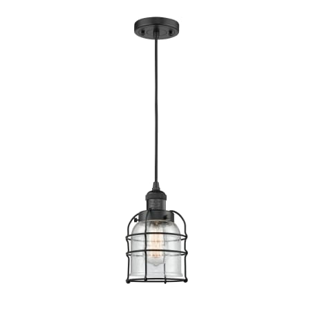 A large image of the Innovations Lighting 201C Small Bell Cage Matte Black / Seedy