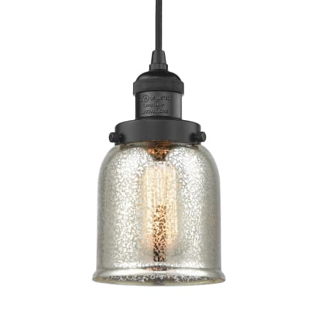 A large image of the Innovations Lighting 201C Small Bell Matte Black / Silver Mercury