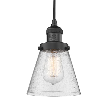 A large image of the Innovations Lighting 201C Small Cone Matte Black / Seedy