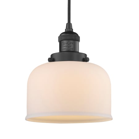 A large image of the Innovations Lighting 201C Large Bell Matte Black / Matte White Cased