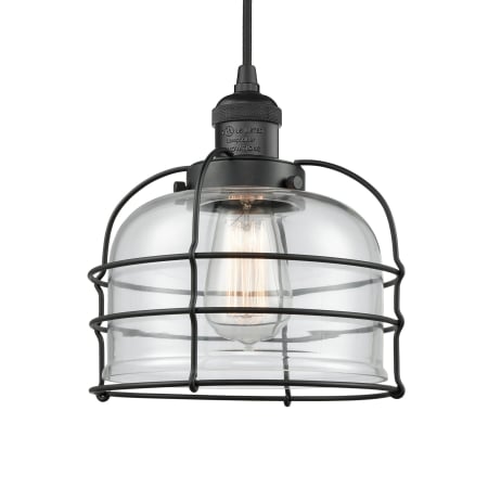 A large image of the Innovations Lighting 201C Large Bell Cage Matte Black / Clear