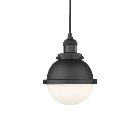 A large image of the Innovations Lighting 201C-10-7 Hampden Pendant Matte Black / Matte White