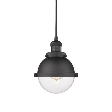 A large image of the Innovations Lighting 201C-10-7 Hampden Pendant Matte Black / Clear