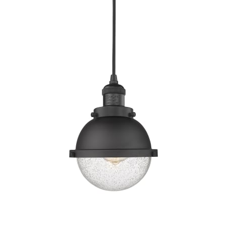 A large image of the Innovations Lighting 201C-10-7 Hampden Pendant Matte Black / Seedy