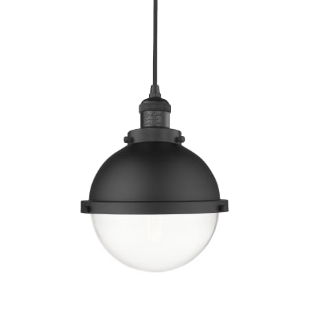 A large image of the Innovations Lighting 201C-12-9 Hampden Pendant Matte Black / Clear