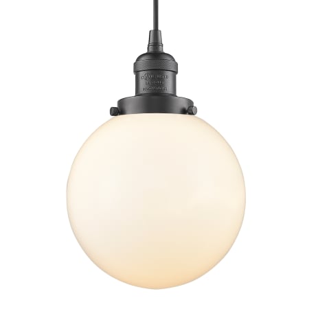 A large image of the Innovations Lighting 201C-8 Beacon Oil Rubbed Bronze / Matte White Cased