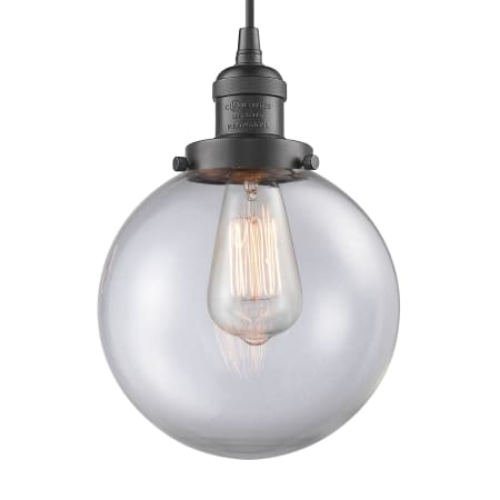 A large image of the Innovations Lighting 201C-8 Beacon Oil Rubbed Bronze / Clear