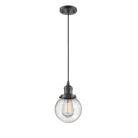 A large image of the Innovations Lighting 201C-6 Beacon Oil Rubbed Bronze / Seedy