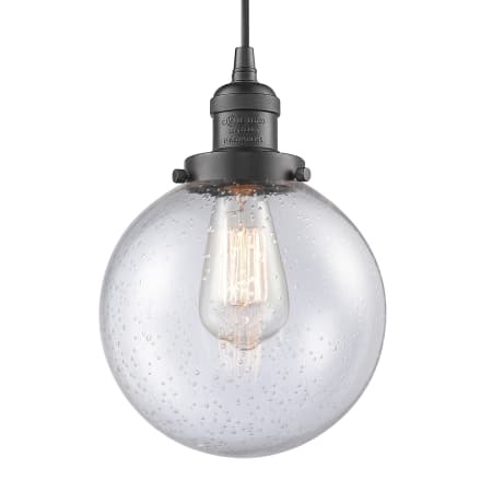 A large image of the Innovations Lighting 201C-8 Beacon Oil Rubbed Bronze / Seedy