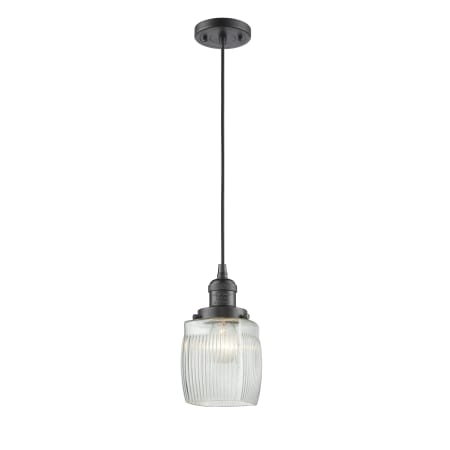 A large image of the Innovations Lighting 201C Colton Oil Rubbed Bronze / Clear Halophane