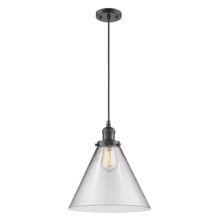 A large image of the Innovations Lighting 201C-L X-Large Cone Oil Rubbed Bronze / Clear