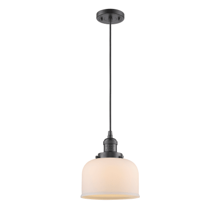 A large image of the Innovations Lighting 201C Large Bell Oiled Rubbed Bronze / Matte White Cased
