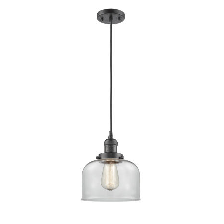 A large image of the Innovations Lighting 201C Large Bell Oiled Rubbed Bronze / Clear