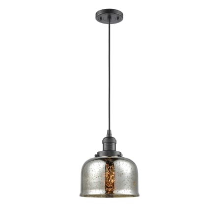 A large image of the Innovations Lighting 201C Large Bell Oil Rubbed Bronze / Silver Mercury