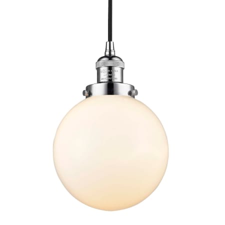 A large image of the Innovations Lighting 201C-8 Beacon Polished Chrome / Matte White Cased