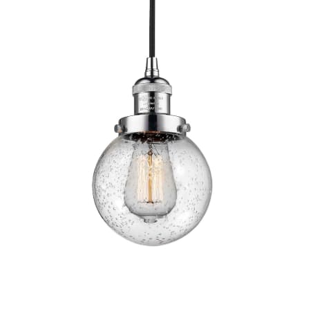 A large image of the Innovations Lighting 201C-6 Beacon Polished Chrome / Seedy