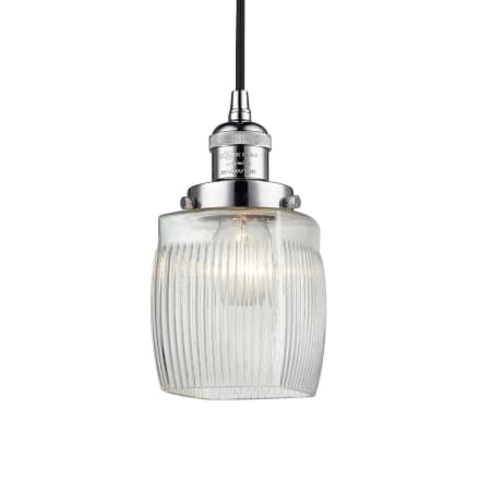 A large image of the Innovations Lighting 201C Colton Polished Chrome / Thick Clear Halophane