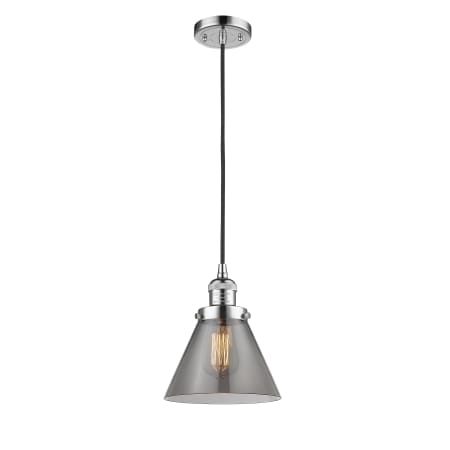 A large image of the Innovations Lighting 201C Large Cone Polished Chrome / Plated Smoke