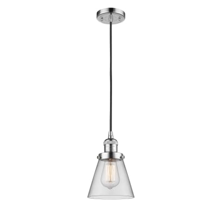 A large image of the Innovations Lighting 201C Small Cone Polished Chrome / Clear
