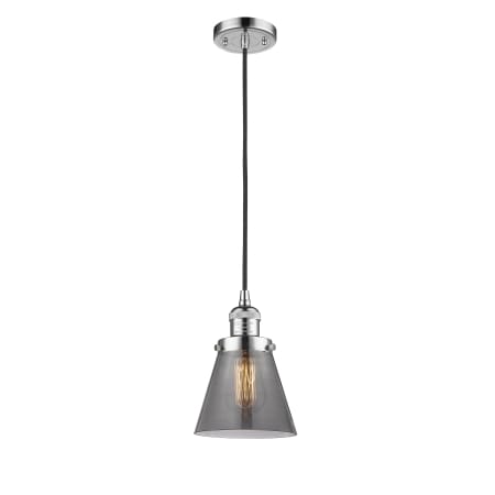 A large image of the Innovations Lighting 201C Small Cone Polished Chrome / Plated Smoke