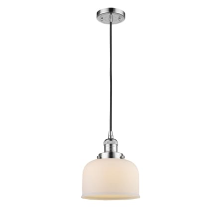 A large image of the Innovations Lighting 201C Large Bell Polished Chrome / Matte White Cased